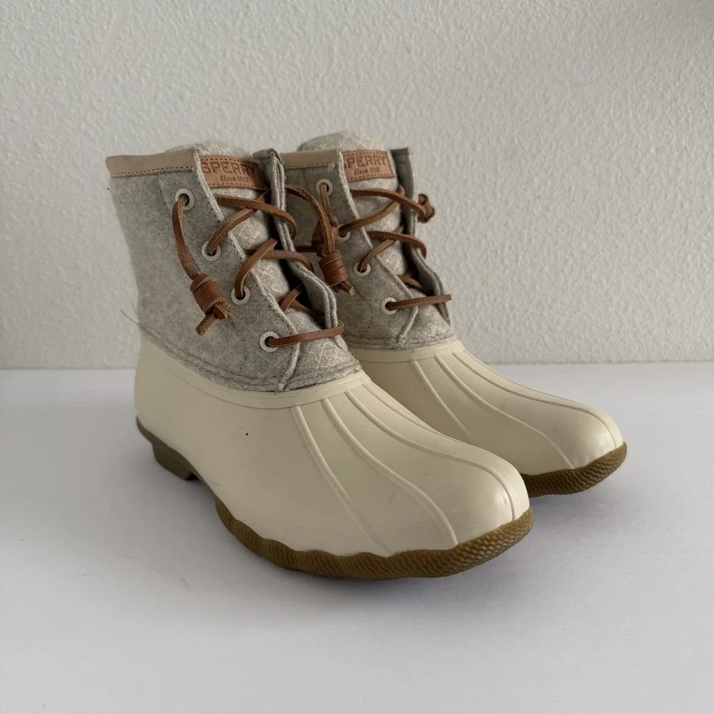 Sperry‎ Saltwater Wool Embossed Thinsulate 200g Rubber Duck Boot Oat Womens 7
